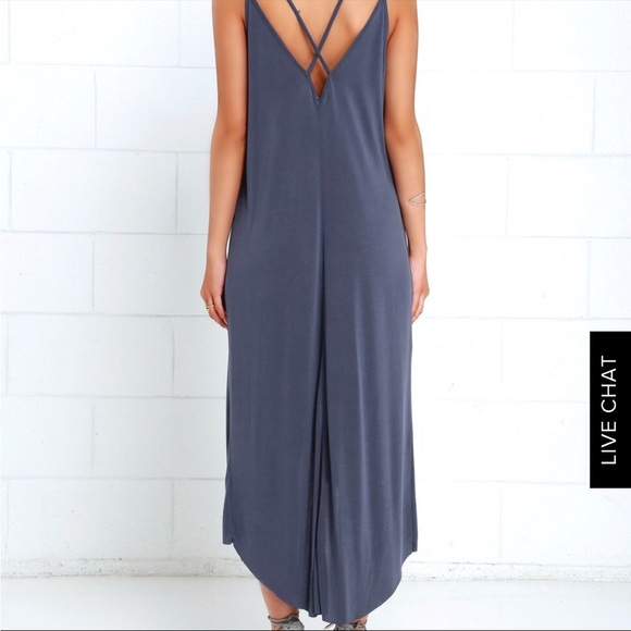 Lush Blue High-Low Stepped Hem Strappy Maxi Dress Size Small - Picture 7 of 8